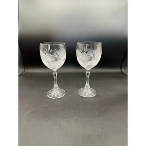 Vintage Bohemia Lead Crystal Wine and Water Goblet Set of 2